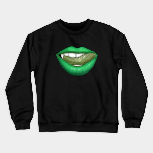 Vampire Lips - Green Crewneck Sweatshirt by adamzworld